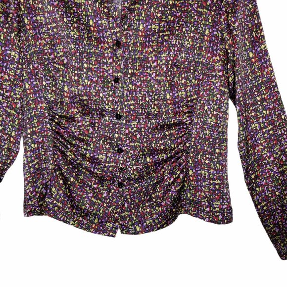 Talbots Petites Multicolored Pure Silk Ruched Top - Picture 2 of 5